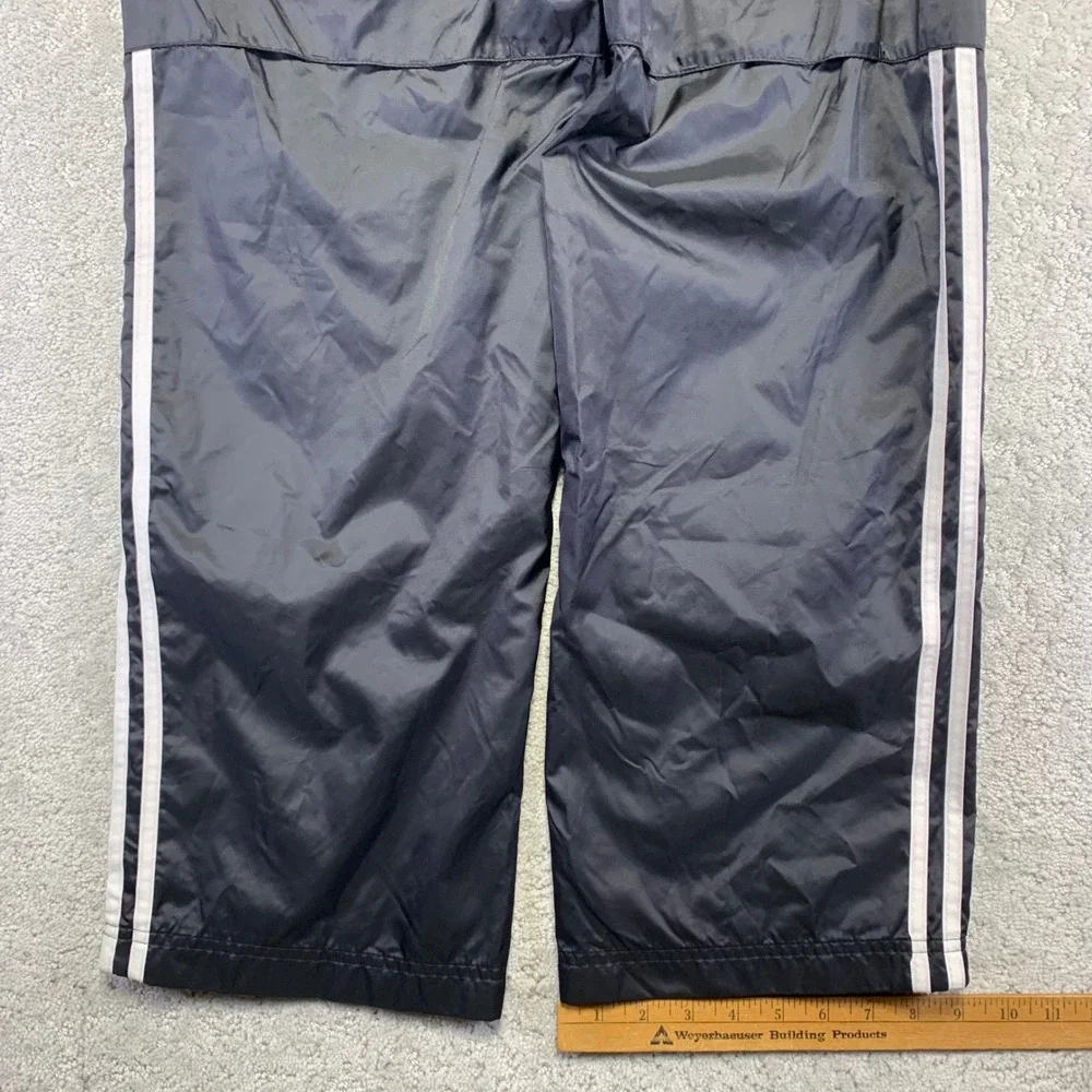 Adidas‎ Track Pants Mens Small Black Nylon Ankle Zip Stripes Drawstring Y2k